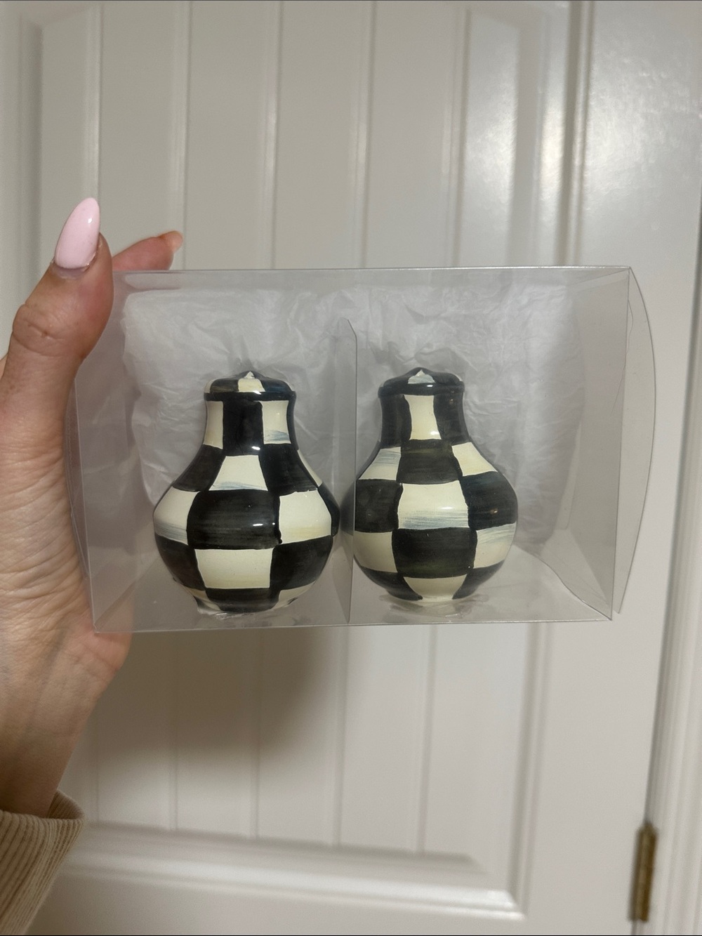 Brand new in box Mackenzie Childs salt, and pepper shakers